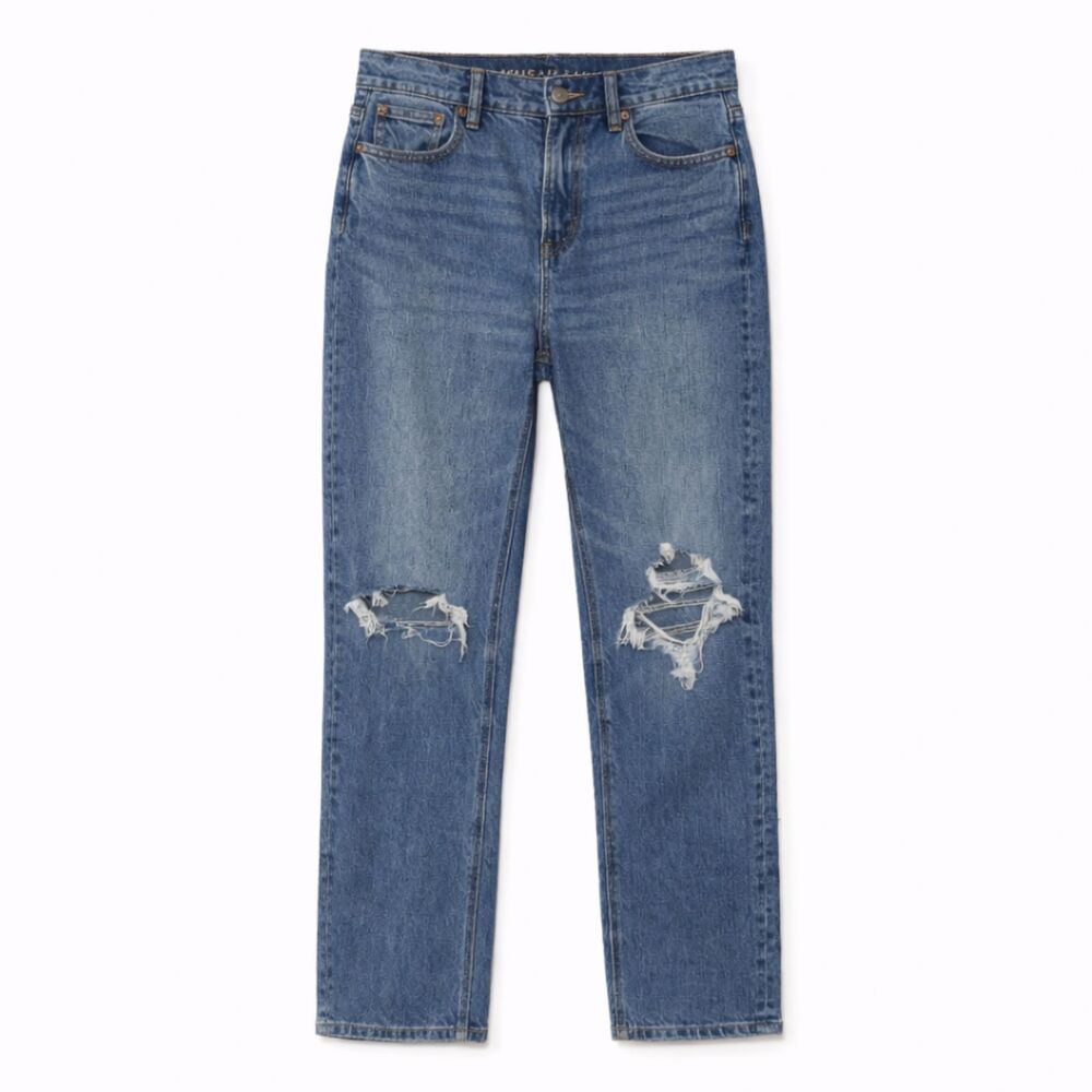 American Eagle Super High-Rise Straight Ankle Jeans Distressed Indie 0 Reg - Picture 1 of 6